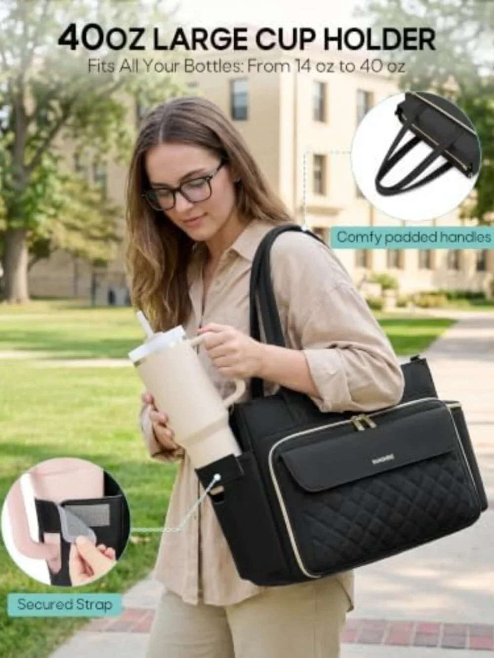 Stylish Teacher Tote Bag for Women, 15.6